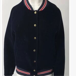 Hillfiger collection blue velvet bomber jacket in S